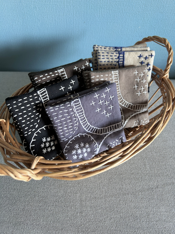 再再再販⭐︎グレー×白⭐︎北欧風刺繍コースター⭐︎刺し子 9枚目の画像