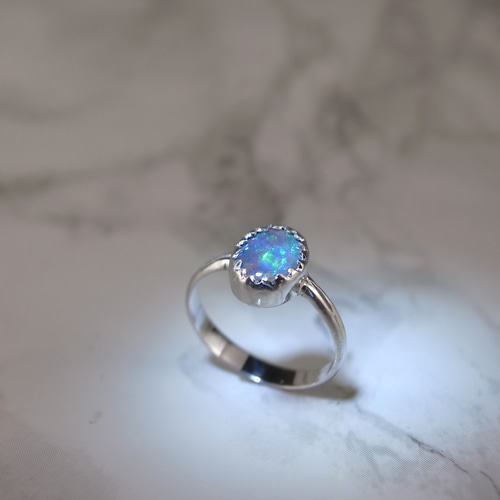 ゆめゆんさん　手作り　二石のボルダーオパール　シルバーリング ゆめゆんさん様専用 手作り 二石のボルダーオパール シルバーリング