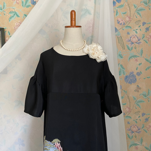 B2060 黒留袖リメイク袖広がりデザインフォーマルパーティードレス B2060 黒留袖リメイク袖広がりデザインフォーマルパーティードレス