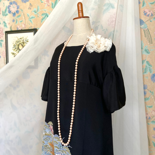 着物リメイク 黒留袖ドレス ハレの日 ギャザースリーブAライン