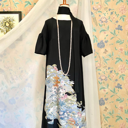 着物リメイク 黒留袖ドレス ハレの日 ギャザースリーブAライン