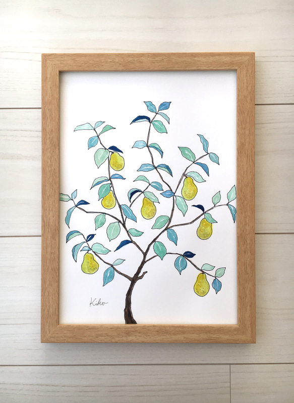 A4サイズ　水彩原画 洋梨の木 3枚目の画像