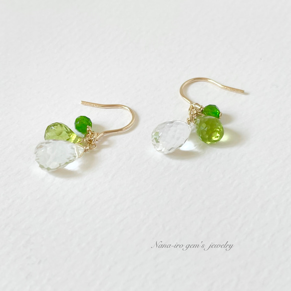 14kgf crystal × peridot pierce 9枚目の画像