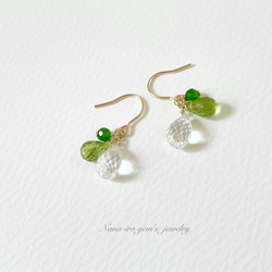 14kgf crystal × peridot pierce 4枚目の画像