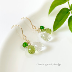 14kgf crystal × peridot pierce 5枚目の画像