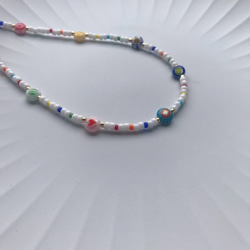 ミルフィオリガラスdeマルチカラーのネックレス　ハートを添えて 10枚目の画像