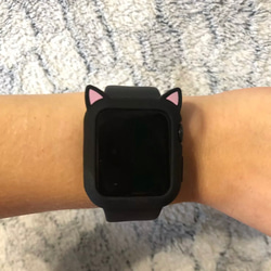 Apple watch バンド 可愛い 保護ケース付きケース 対応 38 40頑丈 速乾 ネコミミ キャラクター 5枚目の画像