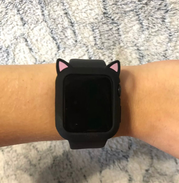 Apple watch バンド 可愛い 保護ケース付きケース 対応 38 40頑丈 速乾 ネコミミ キャラクター 5枚目の画像