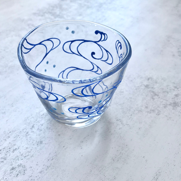 流水紋　ガラスのフリーカップ 3枚目の画像