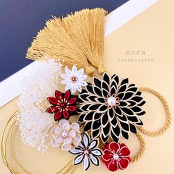 髪飾り 成人式 結婚式　謝恩会　和装 洋装　シャルマン　ブラック　ゴージャス 髪飾り 成人式 結婚式 謝恩会 和装 洋装 シャルマン ブラック