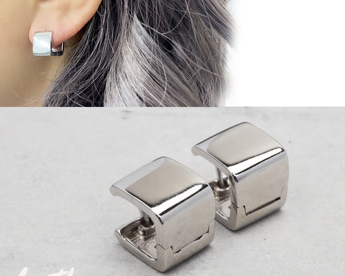 シルバー925 Sterling タタキデザインフープピアス/槌目