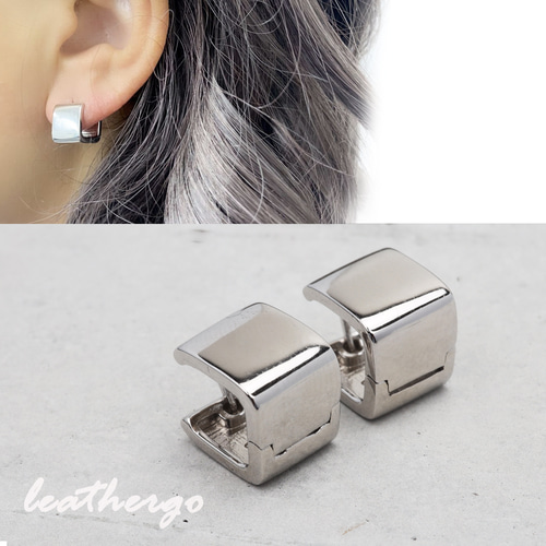 両耳 シルバー925 太め フープピアス スクエア ワイドピアス 金属