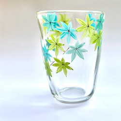ガラスのタンブラー　青楓柄 1枚目の画像