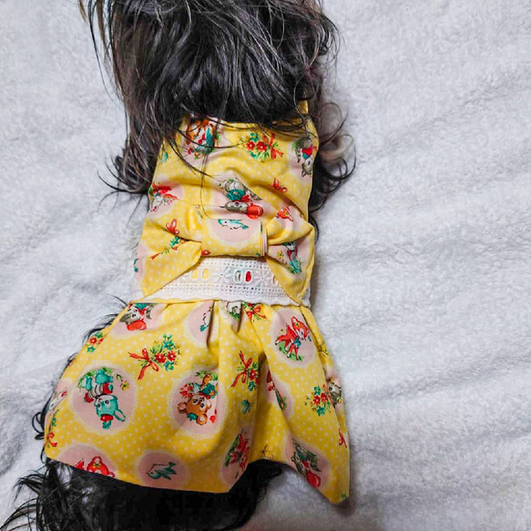 着せやすい犬服♪レトロ柄ワンピース♪オーダーメイドで！ 1枚目の画像