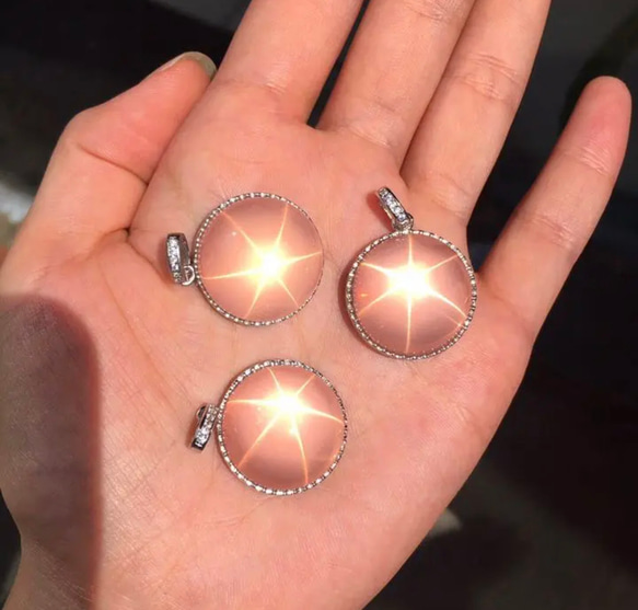 キラキラ 天然 スターローズクオーツ ペンダントトップ ネックレス 