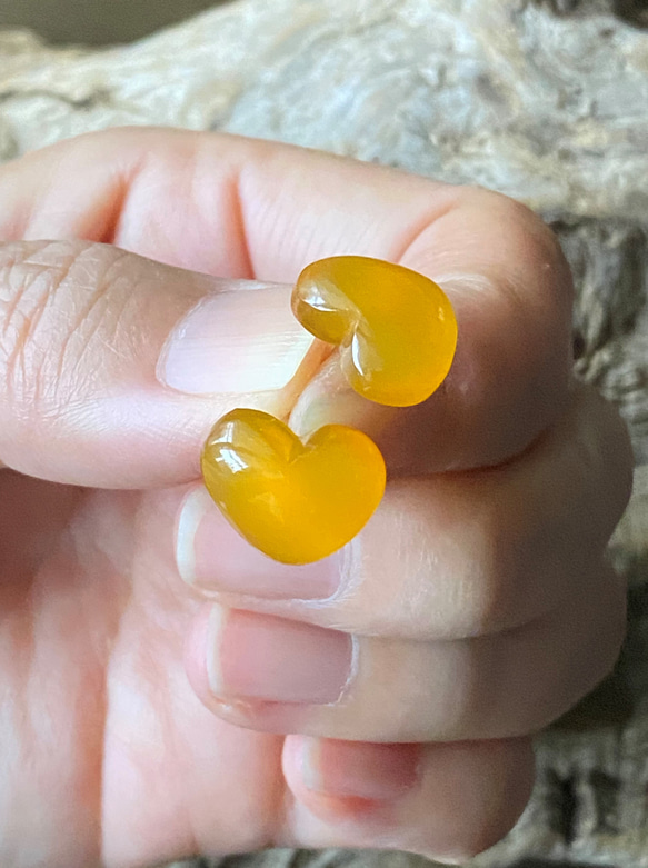 ビタミンカラー オレンジ カーネリアン  14kgf ゴールドスタッドピアス 01 一粒ピアス 天然石 11枚目の画像