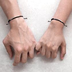 情侶黑色手繩 | 長圓管手鍊 | 純銀手鍊 | 情侶手鍊 (套裝) 第1張的照片