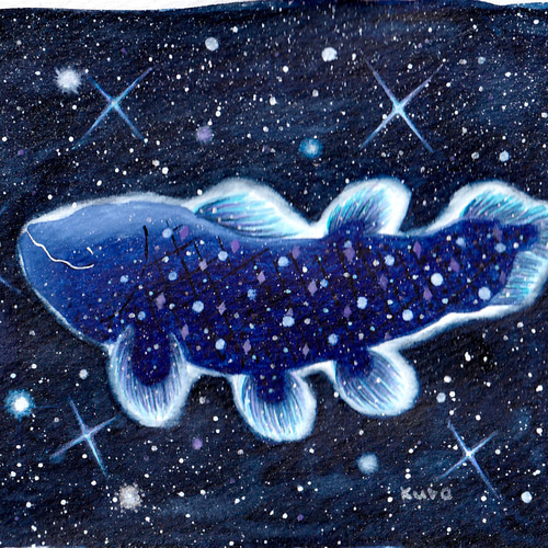 三億五千年生きたシーラカンス 絵画 kuro 通販 14052361｜Creema