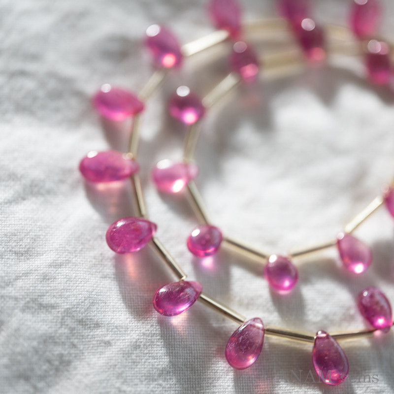 【9粒】【ビーズfriend掲載】GF ルビー スムース ペアシェイプ★ANAM gems