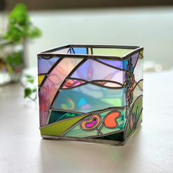 方形玻璃器皿“彩虹橋的底座” 第4張的照片
