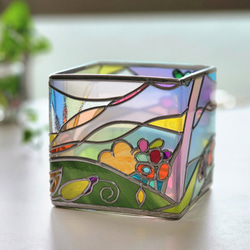 方形玻璃器皿“彩虹橋的底座” 第5張的照片