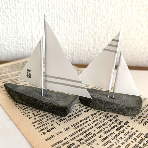 夏 置物 ミニチュアヨット（2個セット）グレーver その他インテリア