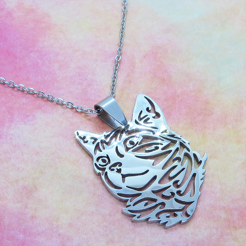 再販×6】シルバーカラー リアルな猫フェイスモチーフ ペンダント