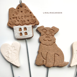 素焼き　シュナウザー　ガーデンピック　ハンドメイド　ガーデニング　犬雑貨　寄植え 3枚目の画像