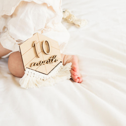 每月套裝 Macrame x 木製 每月字母橫幅全套♩ 孕婦嬰兒禮物 每月照片嬰兒 第6張的照片