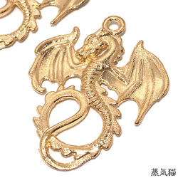 大翼のドラゴンのチャーム ゴールド 6個【ファンタジードラゴン ハンドメイド用アクセサリーパーツ素材】 1枚目の画像