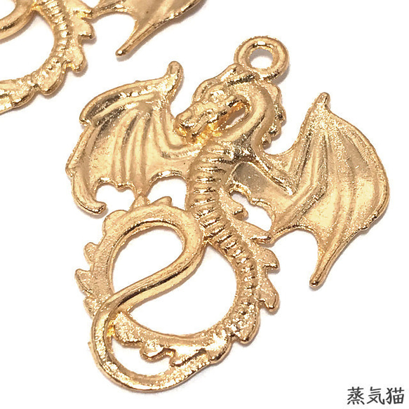 大翼のドラゴンのチャーム ゴールド 6個【ファンタジードラゴン 