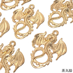 大翼のドラゴンのチャーム ゴールド 6個【ファンタジードラゴン ハンドメイド用アクセサリーパーツ素材】 2枚目の画像