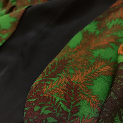 "極上ボレロ" 縮緬着物リメイク 緑 茶 カーディガン ギャザーフレアスリーブ ドレス 和柄 一点物（A602） 11枚目の画像