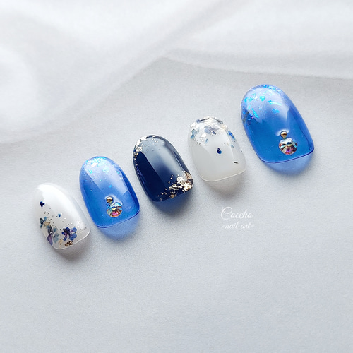 推しネイル 推しカラーネイル フルオーダーネイルチップ ネイルチップオーダー No．53 オーダー ネイルチップ 押し花