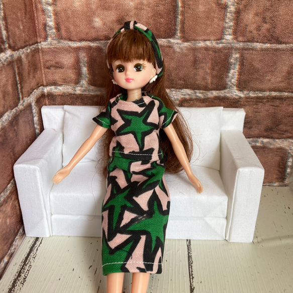 013 リカちゃん ブライス ハンドメイド 1点もの 2ピース ヘアバンド