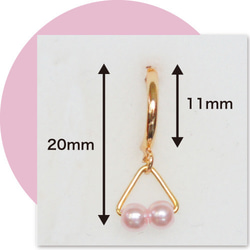 パールピンク真珠桃色ツインビーズ金色フープイヤリング　PP2205S2HRG 6枚目の画像