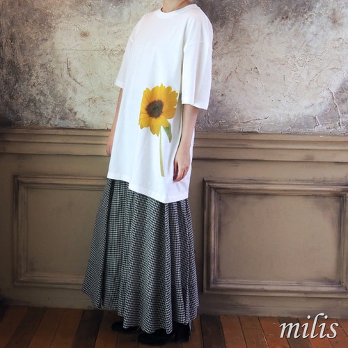 向日葵のビッグシルエットTシャツ：XXL Tシャツ milis 通販