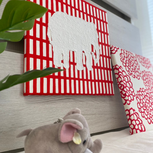 送料無料！ファブリックパネル ゾウ 重曹アート 動物 おしゃれ 日本製