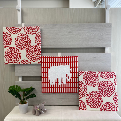 送料無料！ファブリックパネル ゾウ 重曹アート 動物 おしゃれ 日本製