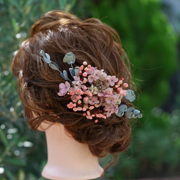 【ヘアアクセサリー】かすみ草　オレガノ　ピンク　ドライフラワー　七五三　結婚式　前撮り　髪飾り 1枚目の画像