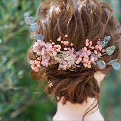 【ヘアアクセサリー】かすみ草　オレガノ　ピンク　ドライフラワー　七五三　結婚式　前撮り　髪飾り 4枚目の画像