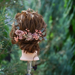 【ヘアアクセサリー】かすみ草　オレガノ　ピンク　ドライフラワー　七五三　結婚式　前撮り　髪飾り 2枚目の画像