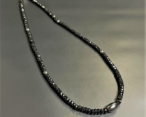 ◆【美品】大粒ヘマタイトネックレス 天然石 フォーマル シンプル上品綺麗 漆黒① 漆黒デザインがカッコいい!!】ヘマタイト ブラックオニキス 磁気