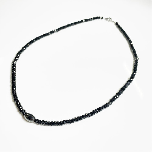 ◆【美品】大粒ヘマタイトネックレス 天然石 フォーマル シンプル上品綺麗 漆黒① 漆黒デザインがカッコいい!!】ヘマタイト ブラックオニキス 磁気