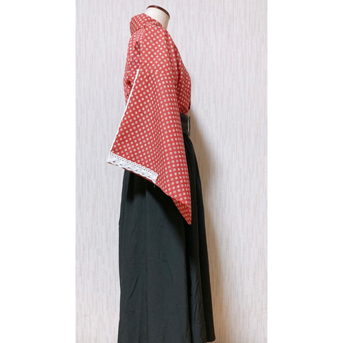 展示品◇着物リメイク◇ ドッキングワンピース若草色ストライプ