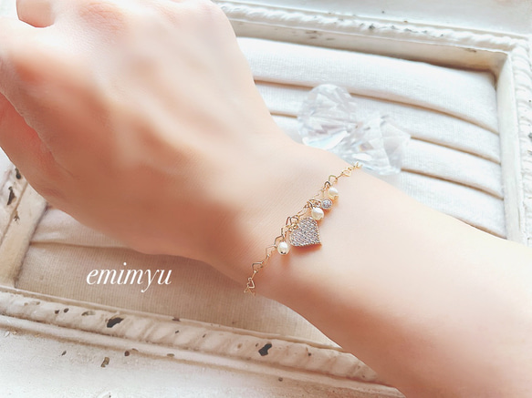 Cute Heart Gold Bracelet 2枚目の画像