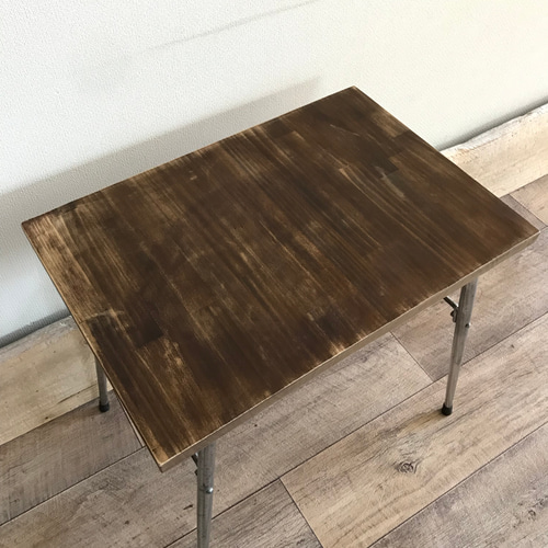 古家具 古道具 ヴィンテージ サイドテーブル 鉄脚 ×木材 昭和