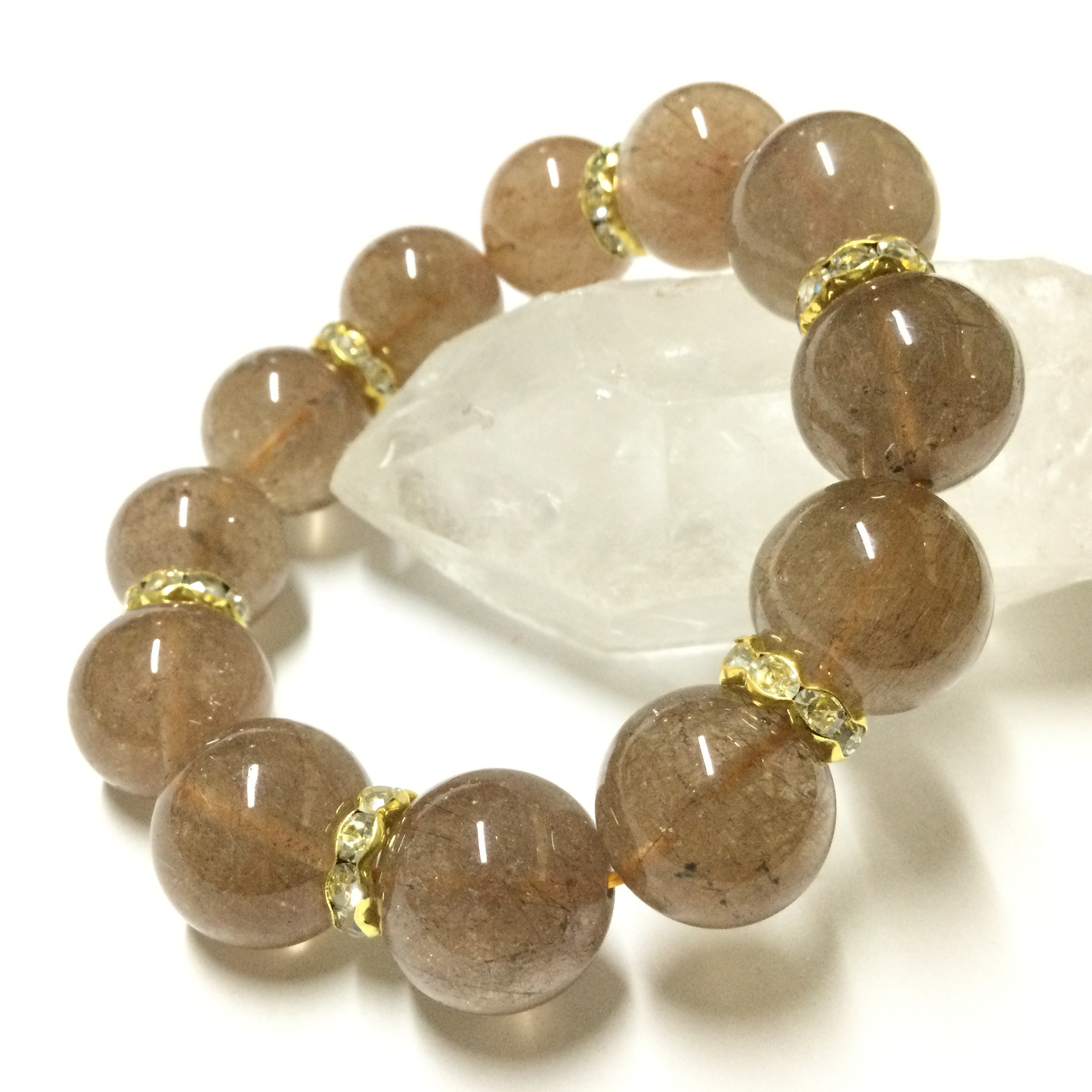 一点物☆送料無料 ヒーリングストーン 大玉！天然石 ルチルクォーツ ブレスレット ①