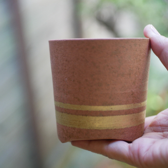 焼き締めX金彩　植木鉢　陶器　京焼 6枚目の画像
