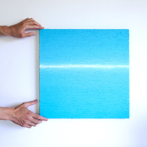 【抽像畫】原畫免運費藝術面板藍天地平線 第1張的照片